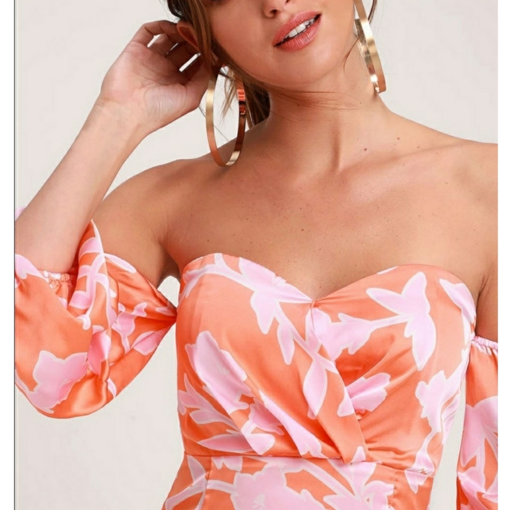 🌺NWT🌺Lulu's Floral Print Off the Shoulder Dress - Picture 5 of 7